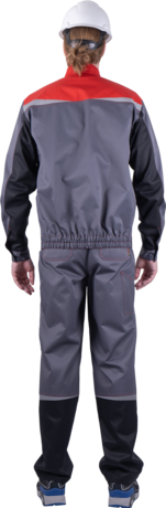 Костюм КМ-10 ЛЮКС летний (серый-красный-черный), 53%ХБ 47%ПЭ, пл. 210 г/м² (Куртка и брюки)
